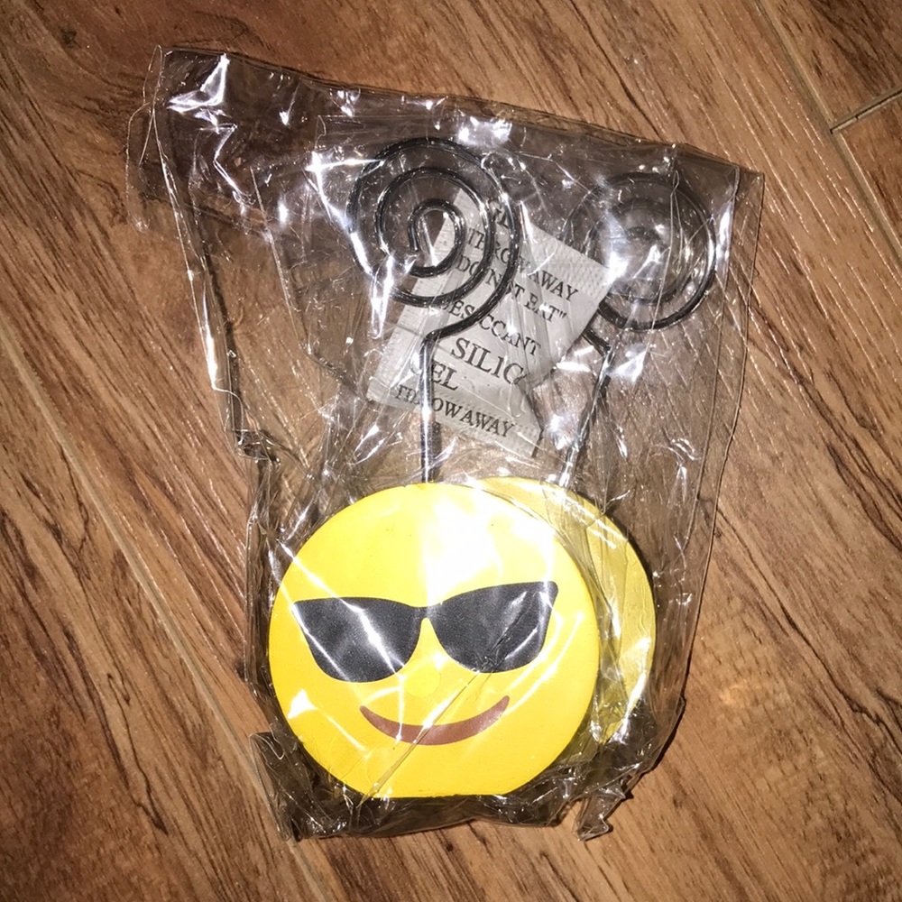 Yellow Sunglasses Emoji Place Card Holder - Party Table Accent